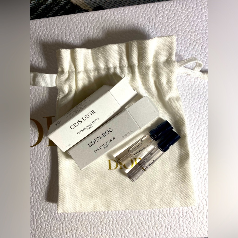 Christian Dior Eau de parfum samples with drawstring dust bag